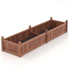 91 x 24 x 16 Inch Divisible Planter Box with Corner Drainage and Non-woven Liner for Growing Vegetables